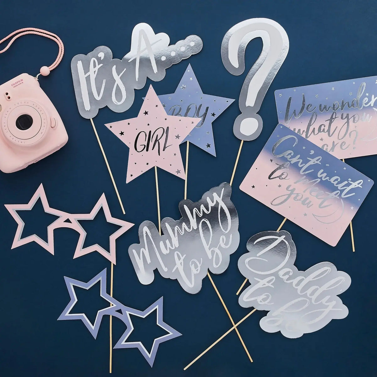 I Saw U First Gender Reveal Photo Booth Props 10 Pack