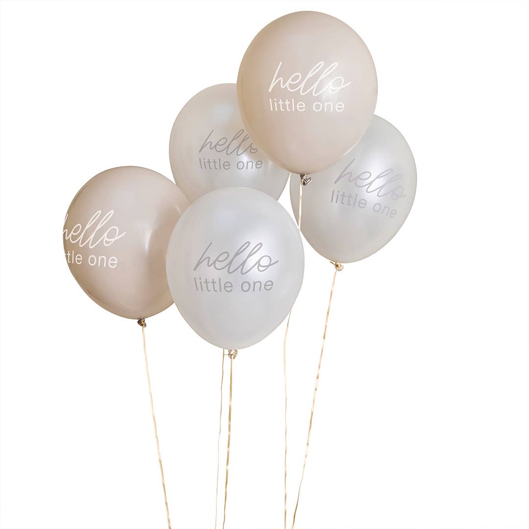 I Saw U First Neutral Baby Shower 12" Latex Balloons - Pack of 5
